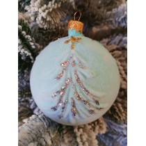 Новорічна куля в оксамиті "Ялинка" 80мм м'ятна, ціна за набір 4 шт